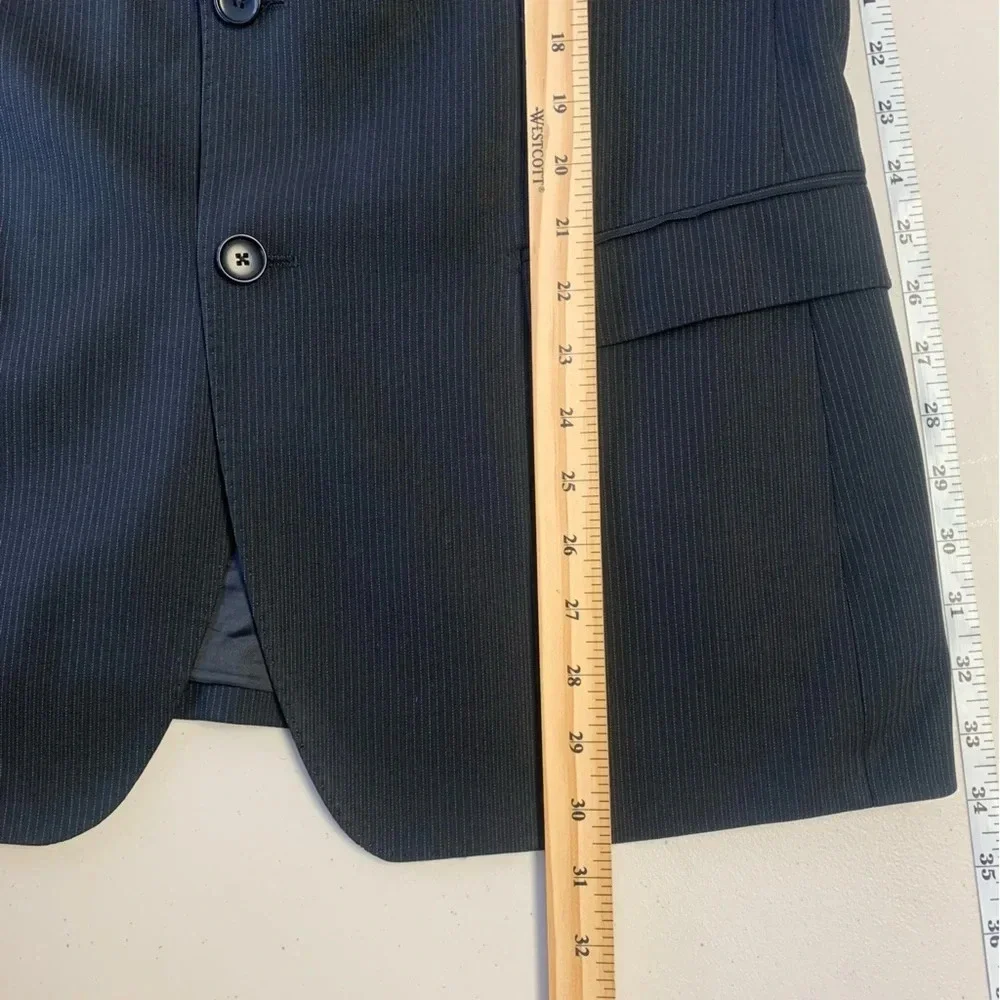 Van Gils Charcoal Grey Pin Striped Two Button Front Men's Blazer